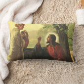 イエス・キリストとよいサマリア人井戸で ランバークッション (ブランケット)