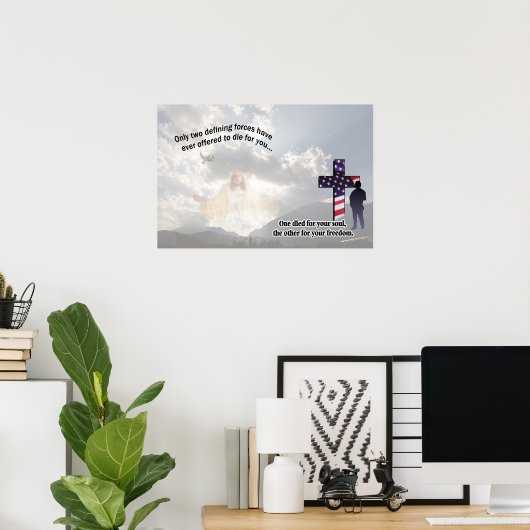 イエス・キリストとアメリカ軍人のポスター ポスター (ホームオフィス)