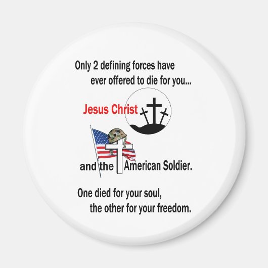 イエス・キリストとアメリカ軍人 マグネット (正面)
