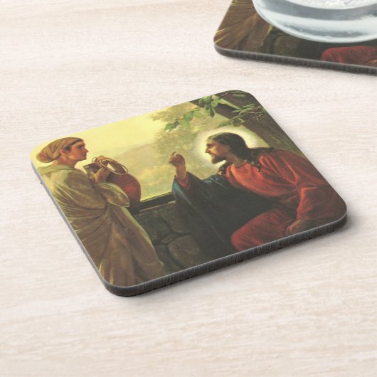イエス・キリストと井戸にいる良きサマリア人 コースター (左側)