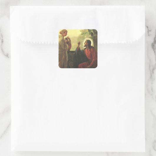 イエス・キリストと井戸にいる良きサマリア人 スクエアシール (バッグ)