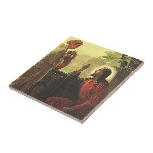 イエス・キリストと井戸にいる良きサマリア人 タイル (側面)