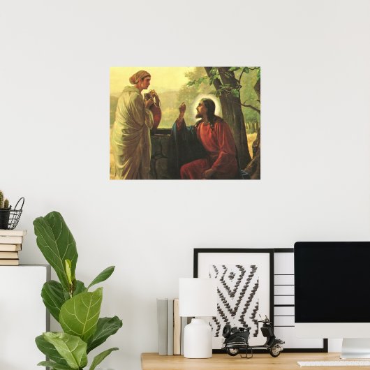 イエス・キリストと井戸にいる良きサマリア人 ポスター (ホームオフィス)