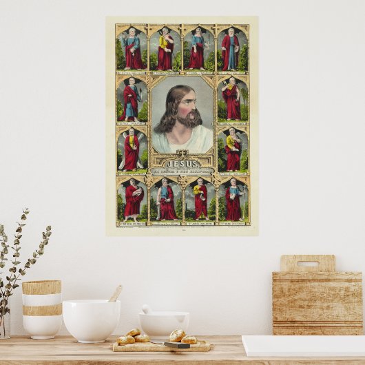イエス・キリストと十二使徒キリスト教 ポスター (キッチン)