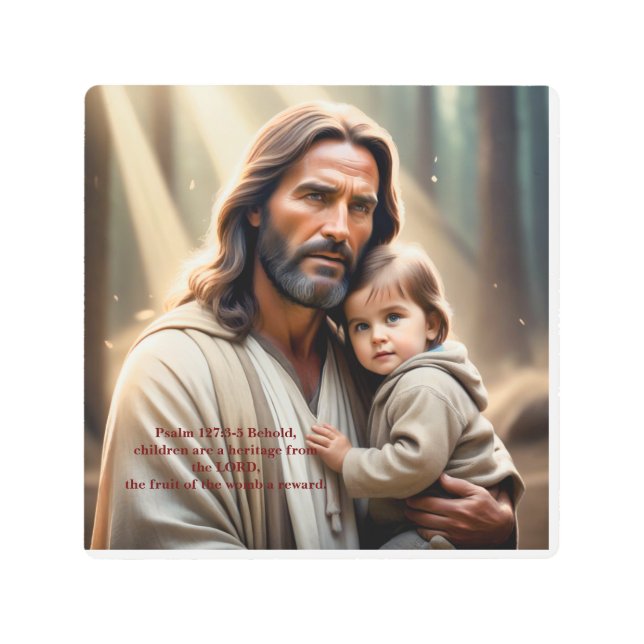 イエス・キリストと子供 メタルプリント (正面)