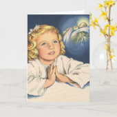 イエス・キリストに祈る少女、就寝前の祈り カード (黄色い花)