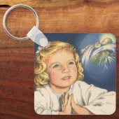 イエス・キリストに祈る少女、就寝前の祈り キーホルダー (正面)