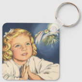 イエス・キリストに祈る少女、就寝前の祈り キーホルダー (裏面)