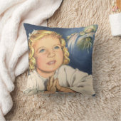 イエス・キリストに祈る少女、就寝時の祈り クッション (ブランケット)