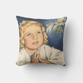 イエス・キリストに祈る少女、就寝時の祈り クッション (正面)