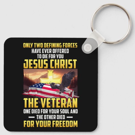 イエス・キリストのために死ぬのは二つの定義された力だけだ キーホルダー (裏面)