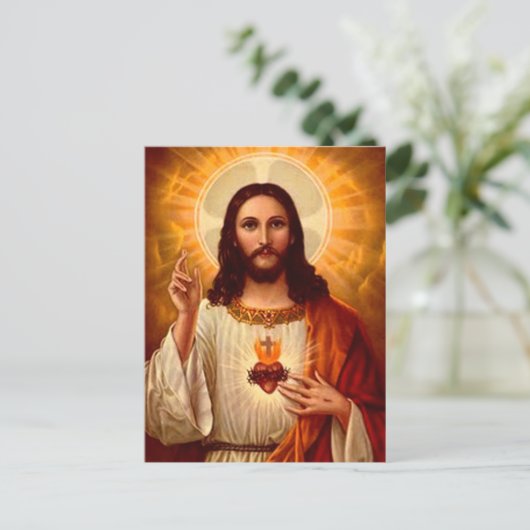 イエス・キリストのイメージの美しい宗教神聖なハート ポストカード (スタンド正面)