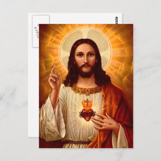 イエス・キリストのイメージの美しい宗教神聖なハート ポストカード (正面/裏面)