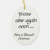 イエス・キリストのオーナメントを来るためのありがとう セラミックオーナメント (裏面)