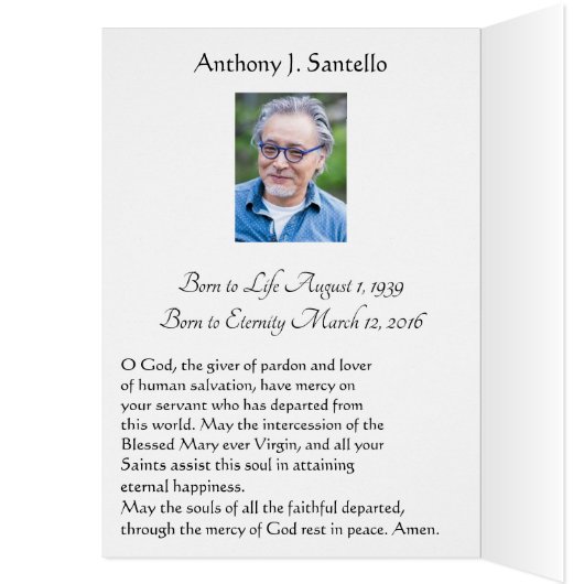 イエス・キリストのカトリック教の悔やみや弔慰の神聖なカードは感謝していしています (内側 (左))