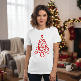 イエス キリストのクリスマスツリー - クリスチャンのためのホリデーグッズ Tシャツ