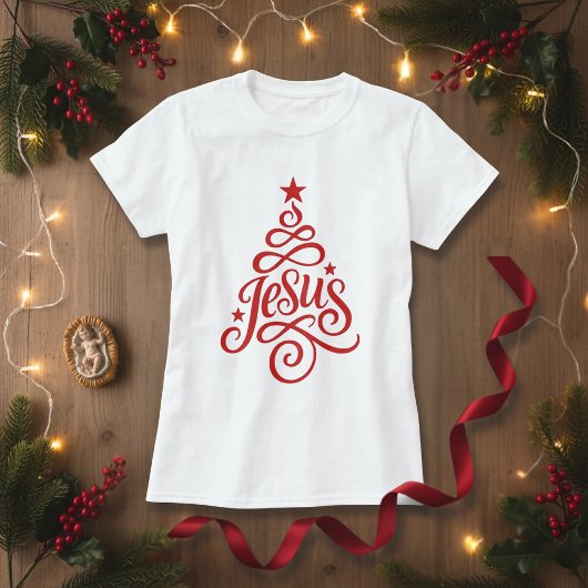 イエス キリストのクリスマスツリー - クリスチャンのためのホリデーグッズ Tシャツ
