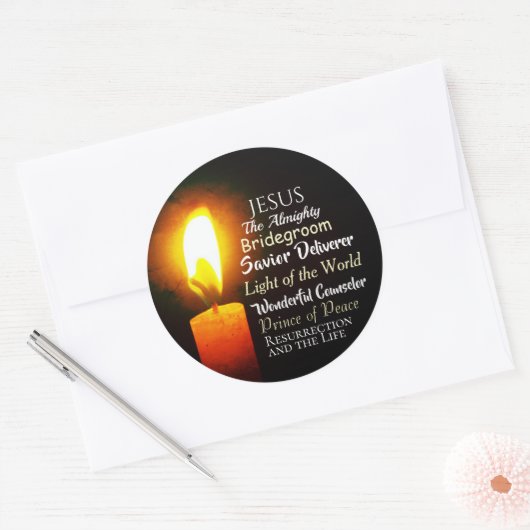 イエス・キリストのクリスマス、平和の王子、救助者の名前 ラウンドシール (封筒)