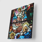 イエス・キリストのステンドグラス窓の誕生 スクエア壁時計 (傾斜)