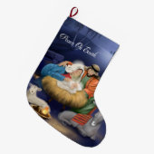 イエス・キリストのストッキングのクリスマスの誕生 ラージクリスマスストッキング (正面 (吊り時))