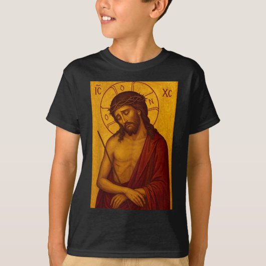 イエス・キリストのビザンチン正教のアイコン Tシャツ (正面)