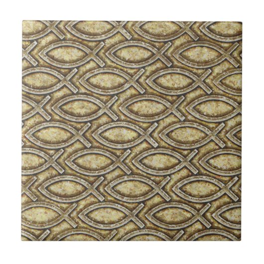 イエス・キリストの化石化された魚 タイル (正面)