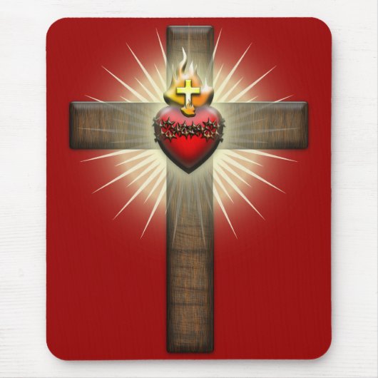 イエス・キリストの十字の神聖なハート マウスパッド (正面)