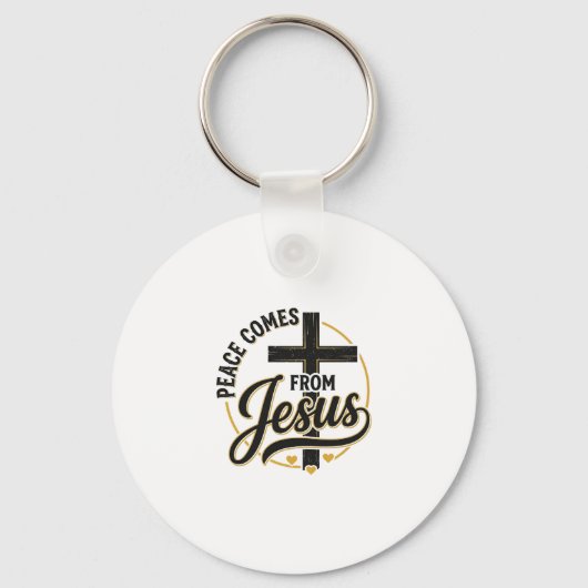 イエス・キリストの十字架Tシャツ 平和はイエスから キーホルダー (正面)