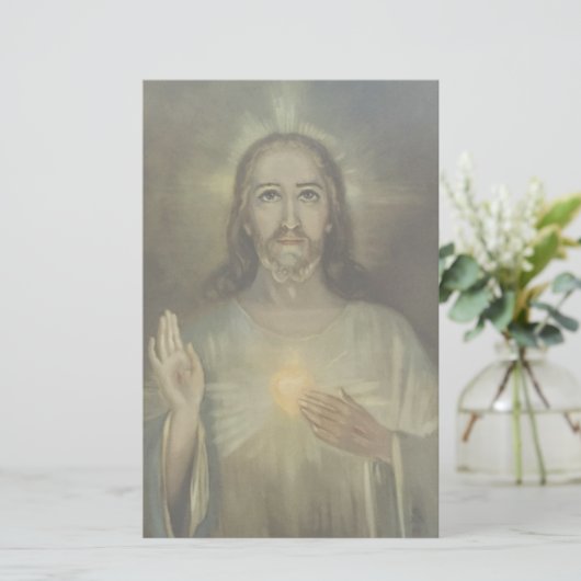 イエス・キリストの即位式の神聖なハート 便箋 (スタンド正面)