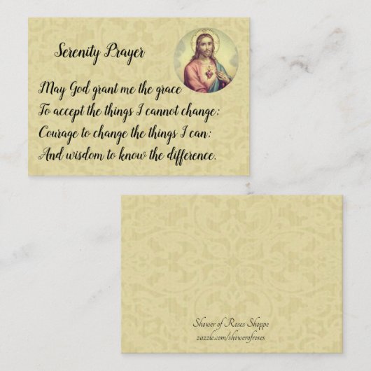 イエス・キリストの平静の祈りの言葉の神聖なハート 名刺 (正面/裏面)