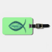 イエス・キリストの救助者のキリスト教の魚の記号 ラゲッジタグ (正面横)