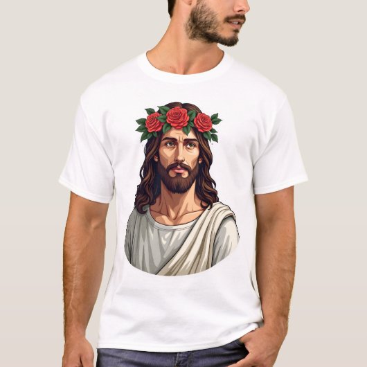 イエス・キリストの王冠のバラのビンテージの彫刻Tシャツ 2 Tシャツ (正面)