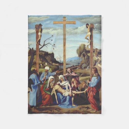 イエス・キリストの磔刑 イコン聖画 フリースブランケット (正面)