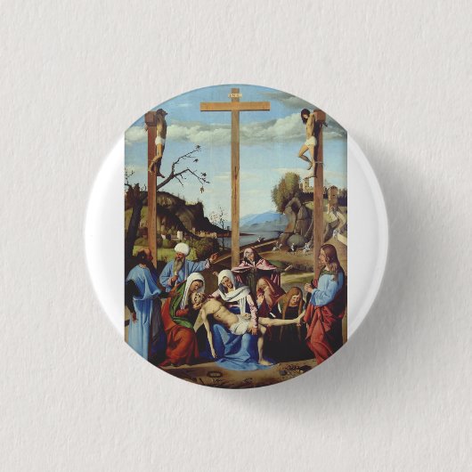 イエス・キリストの磔刑 イコン聖画 缶バッジ (正面)