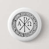 イエス・キリストの祈りの言葉を持つルーマニア語Christogram 缶バッジ (正面)