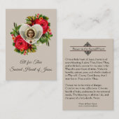 イエス・キリストの神聖なカードの神聖なハートへの祈りの言葉 名刺 (正面/裏面)