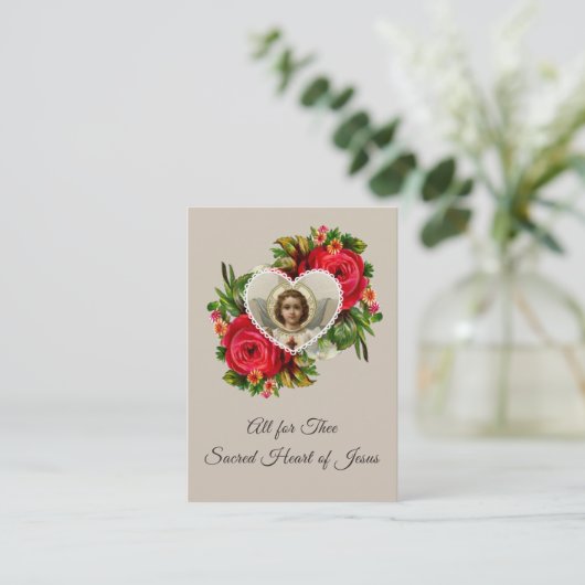 イエス・キリストの神聖なカードの神聖なハートへの祈りの言葉 名刺 (スタンド正面)