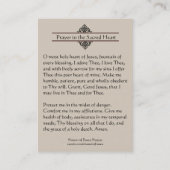 イエス・キリストの神聖なカードの神聖なハートへの祈りの言葉 名刺 (裏面)