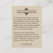 イエス・キリストの神聖なカードの神聖なハートへの祈りの言葉 名刺 (裏面)