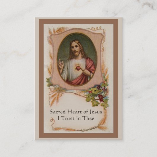 イエス・キリストの神聖なカードの神聖なハートへの祈りの言葉 名刺 (正面)