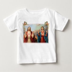 イエス・キリストの神聖なハートおよびメリーの完全なハート ベビーTシャツ