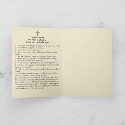 イエス・キリストの神聖なハートはSt Margaretメリーを約束します カード (内部)