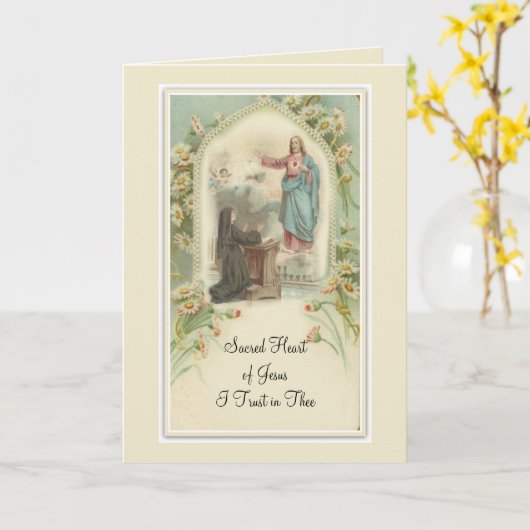 イエス・キリストの神聖なハートはSt Margaretメリーを約束します カード (黄色い花)
