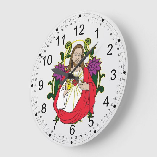 イエス・キリストの神聖なハート ラージ壁時計 (傾斜)