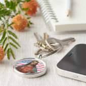 イエス・キリストの米国の米国旗の神聖なハート キーホルダー (側面)