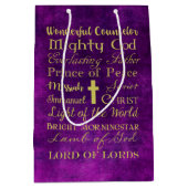 イエス・キリストの紫色のギフトバッグの名前 ミディアムペーパーバッグ (正面)