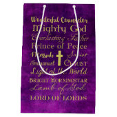 イエス・キリストの紫色のギフトバッグの名前 ミディアムペーパーバッグ (裏面)