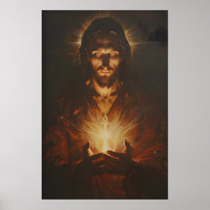 イエス・キリストの聖心アート絵画 ポスター
