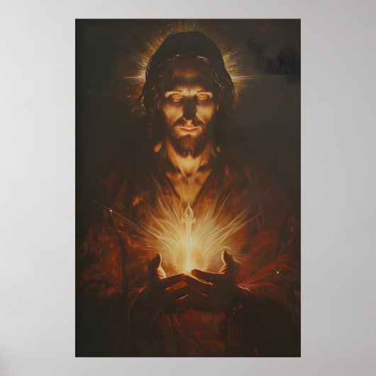 イエス・キリストの聖心アート絵画 ポスター (正面)