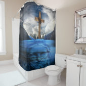 イエス・キリストの谷によって鎖でつながれる十字 シャワーカーテン (インサイチュ)